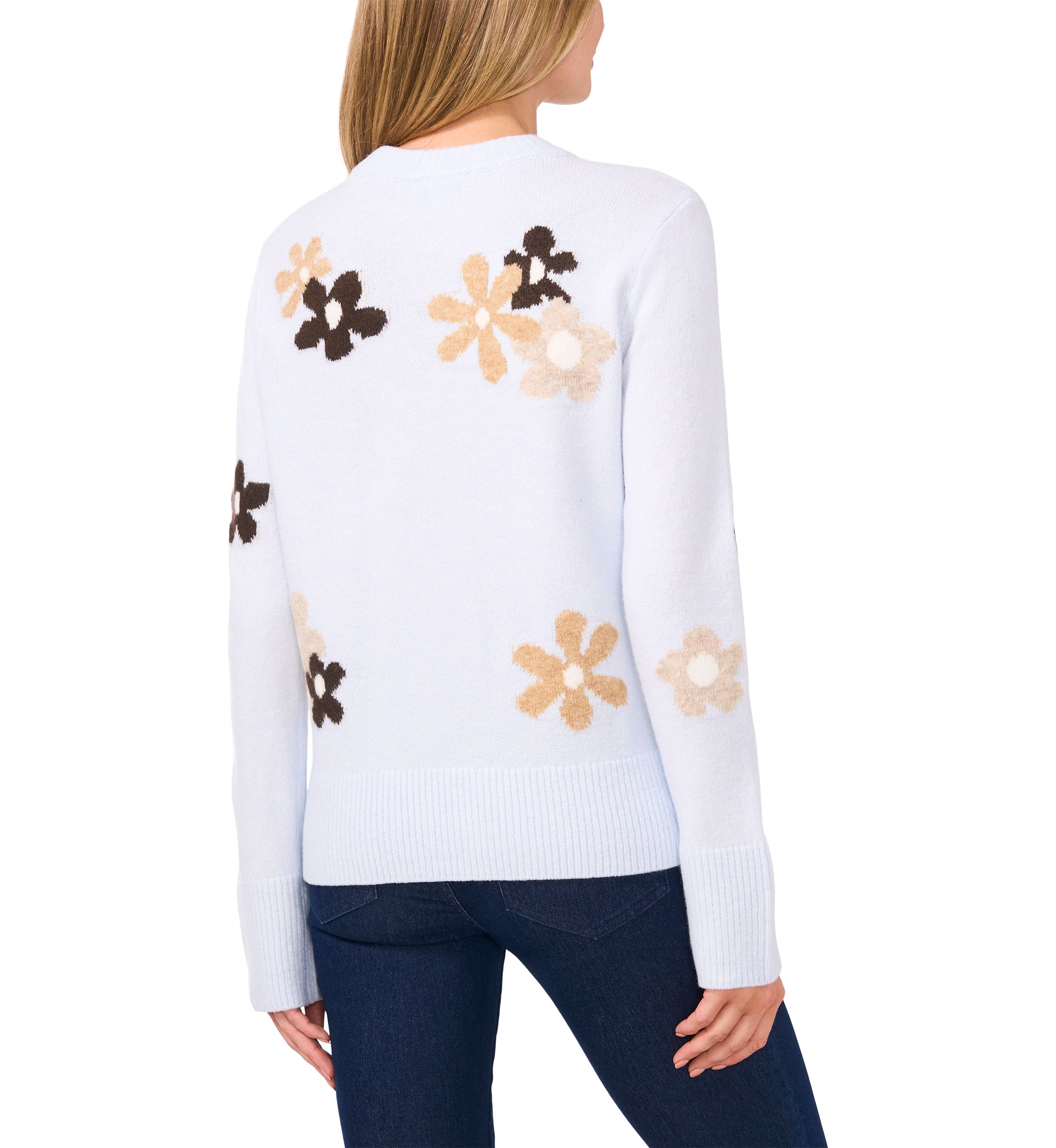 Womens Floral Crew Neck Sweater