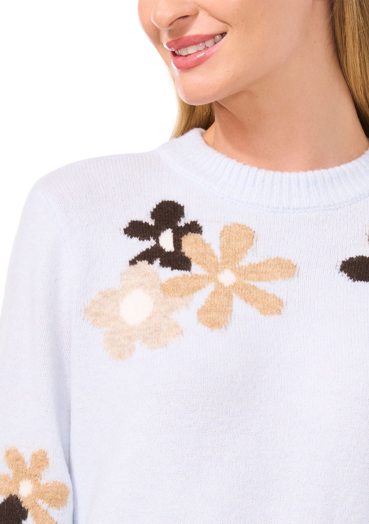 Womens Floral Crew Neck Sweater