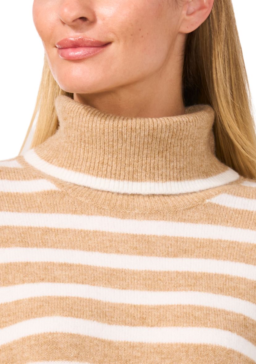 Womens Long Sleeve Stripe Turtleneck Sweater