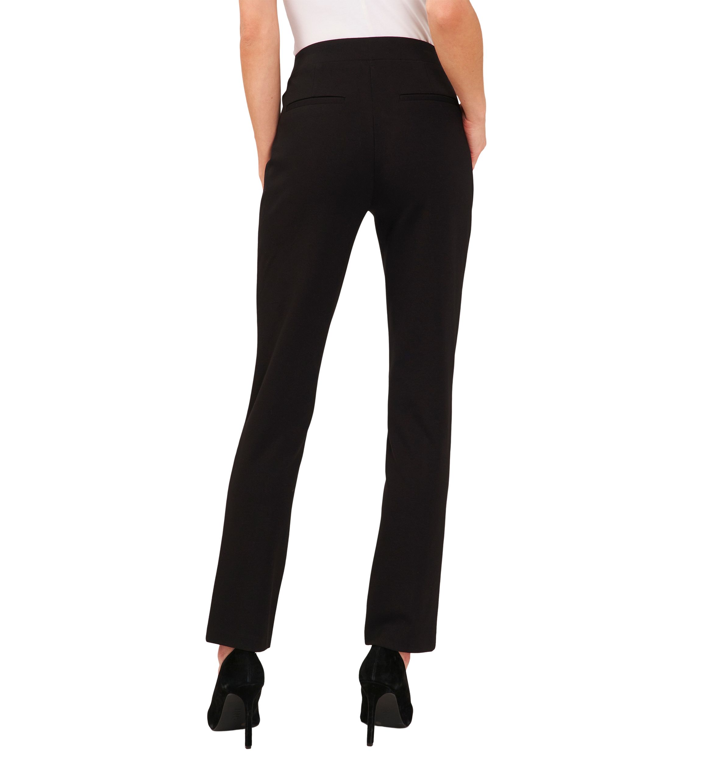 Womens Vegan Leather Panel Skinny Ponte Pants