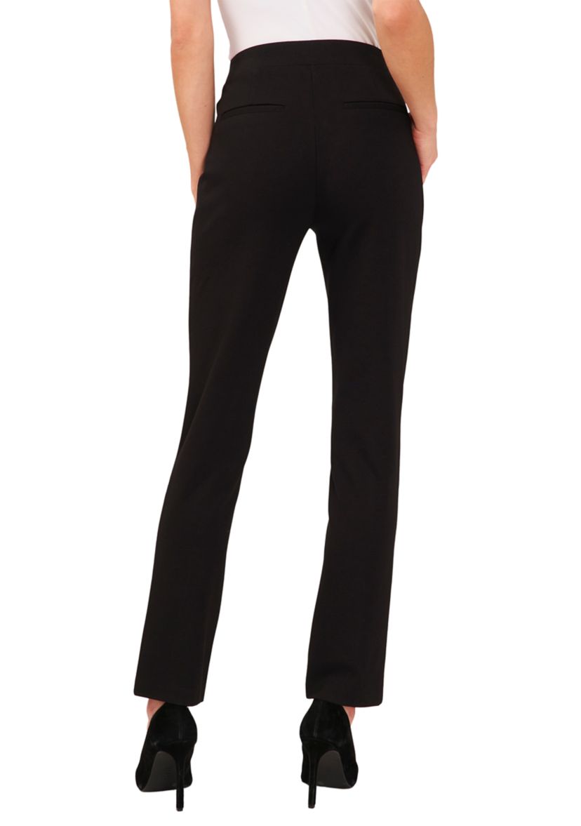 Womens Vegan Leather Panel Skinny Ponte Pants
