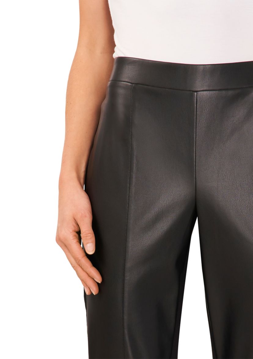 Womens Vegan Leather Panel Skinny Ponte Pants