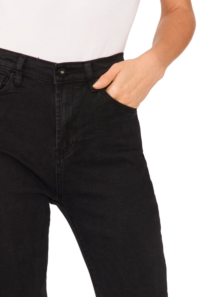 Womens Coated Denim Flare Jeans