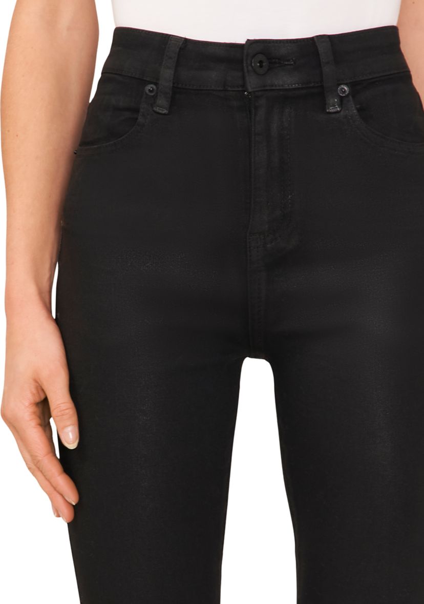 Womens Coated Denim Flare Jeans