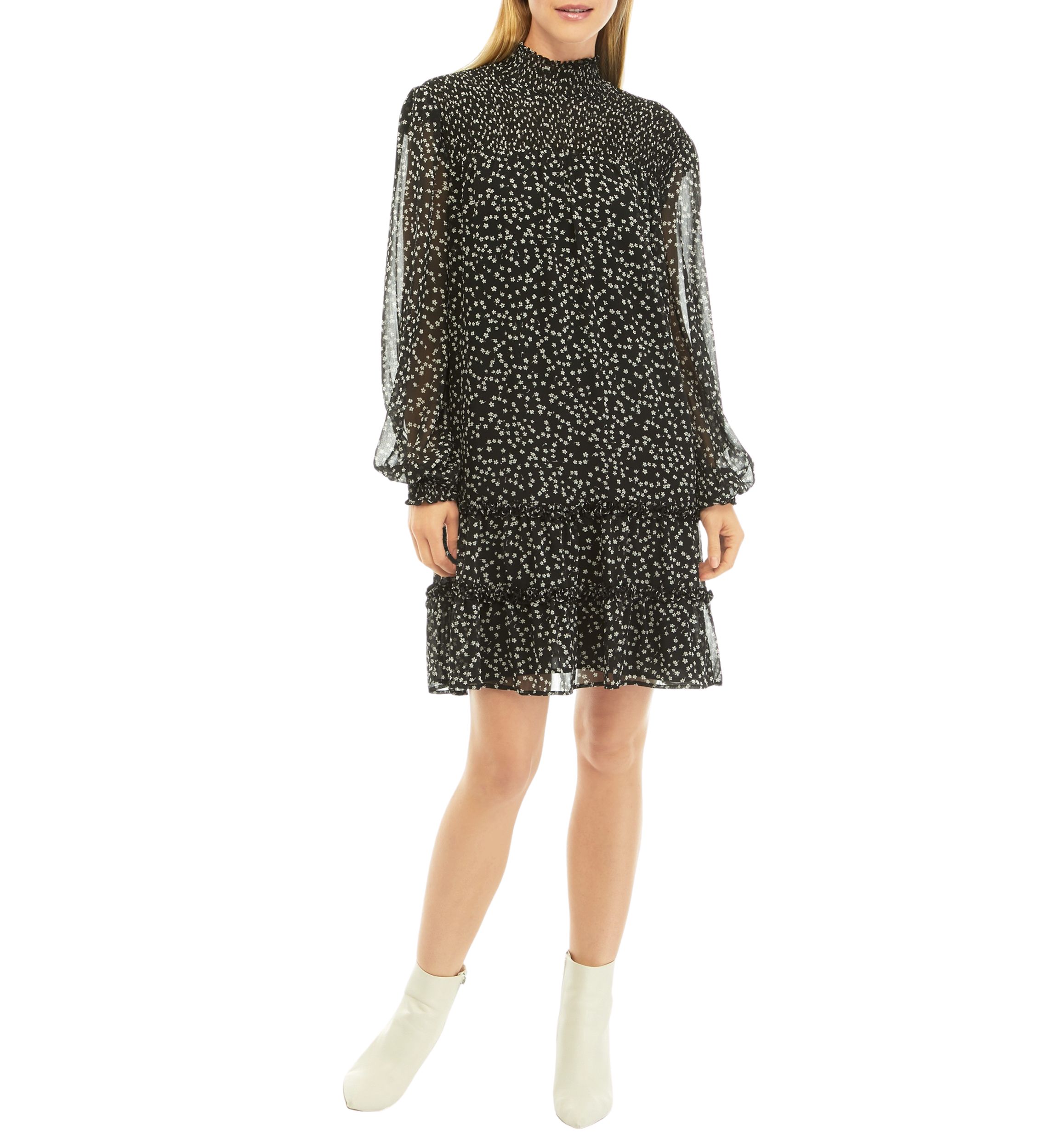 Womens Long Sleeve Ruffle Dress
