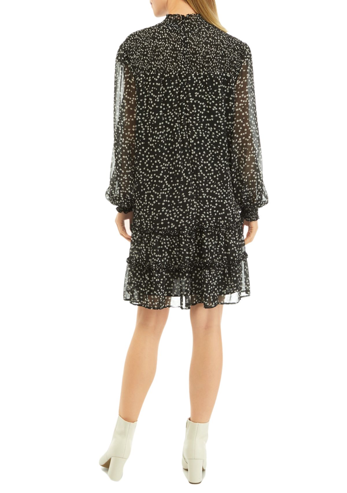Womens Long Sleeve Ruffle Dress