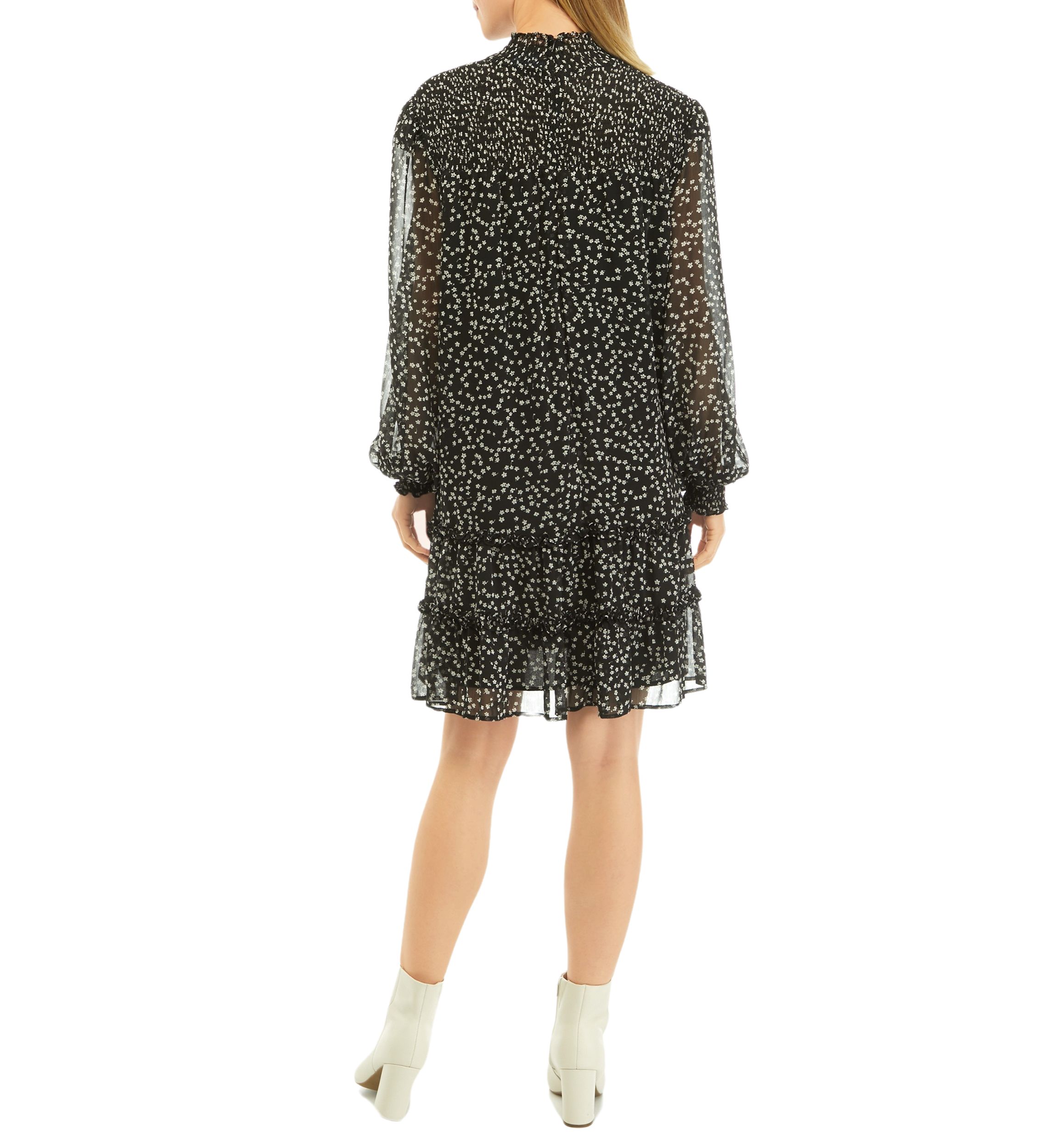 Womens Long Sleeve Ruffle Dress