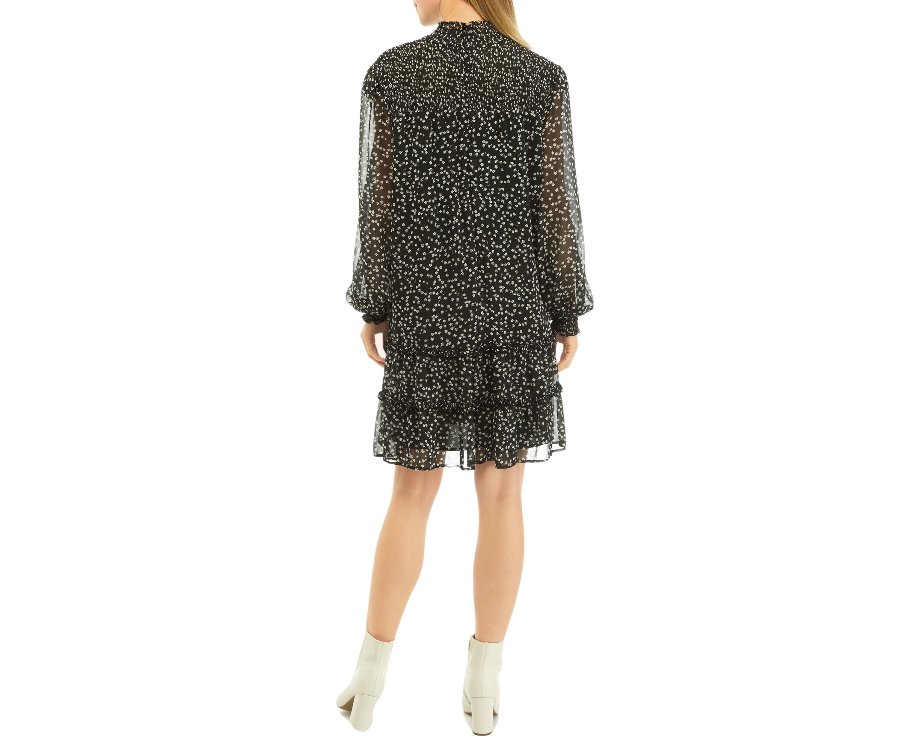 Womens Long Sleeve Ruffle Dress