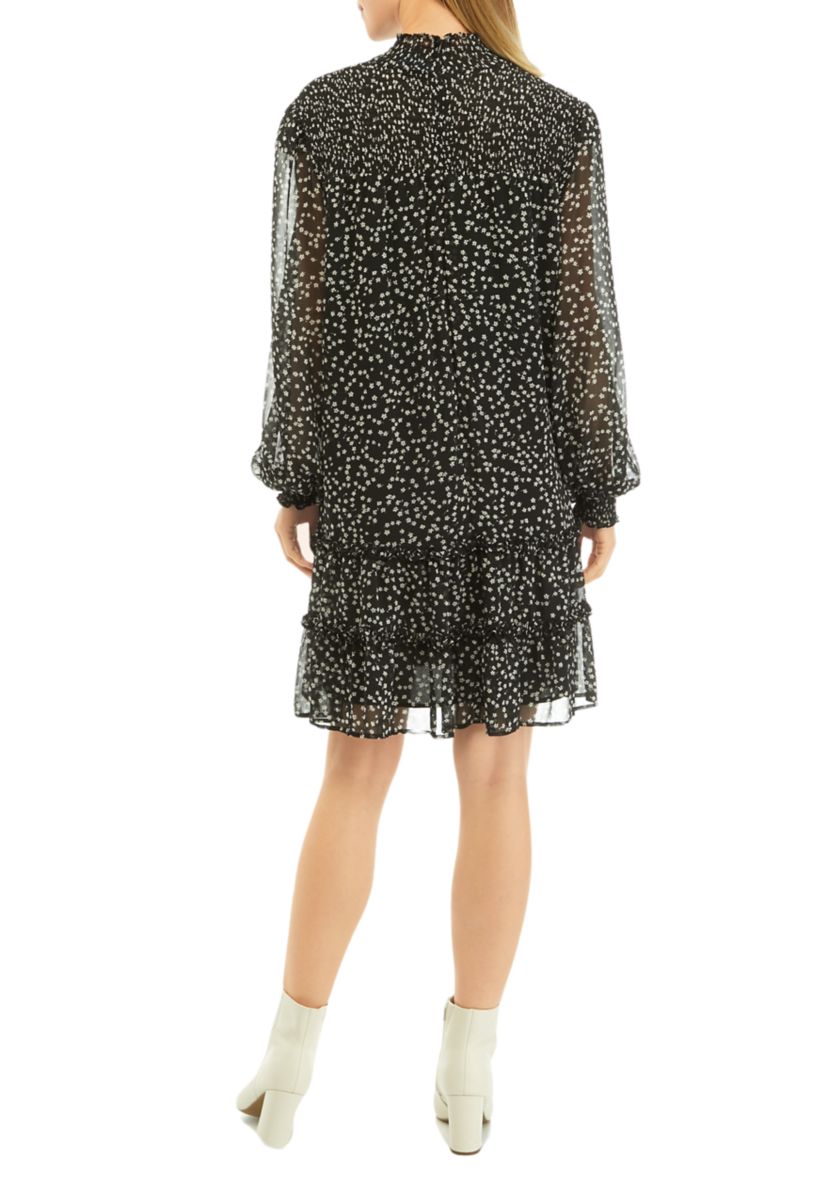 Womens Long Sleeve Ruffle Dress
