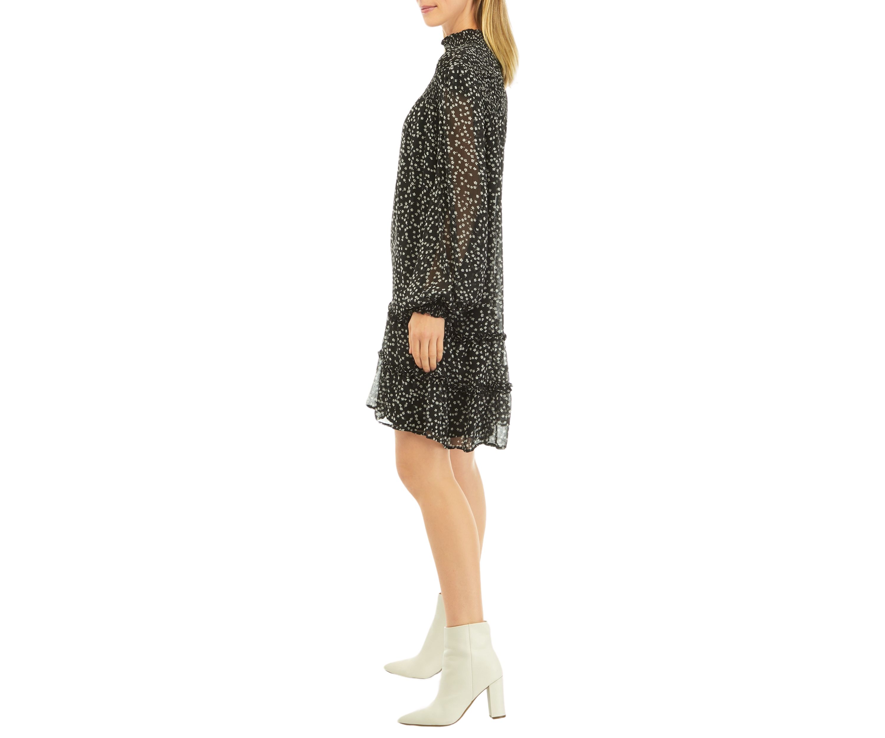 Womens Long Sleeve Ruffle Dress
