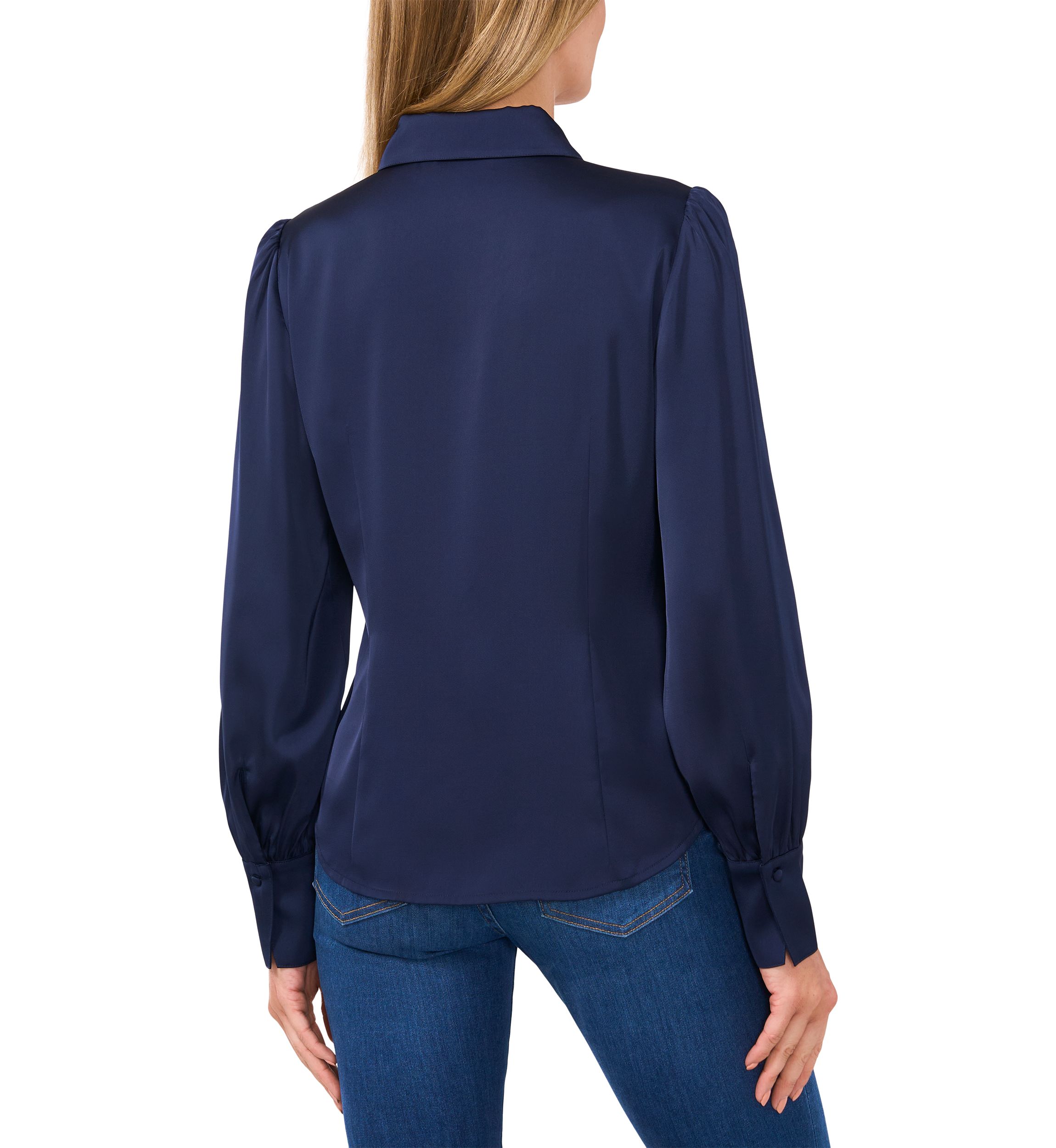 Womens Long Sleeve Bling Button Blouse 