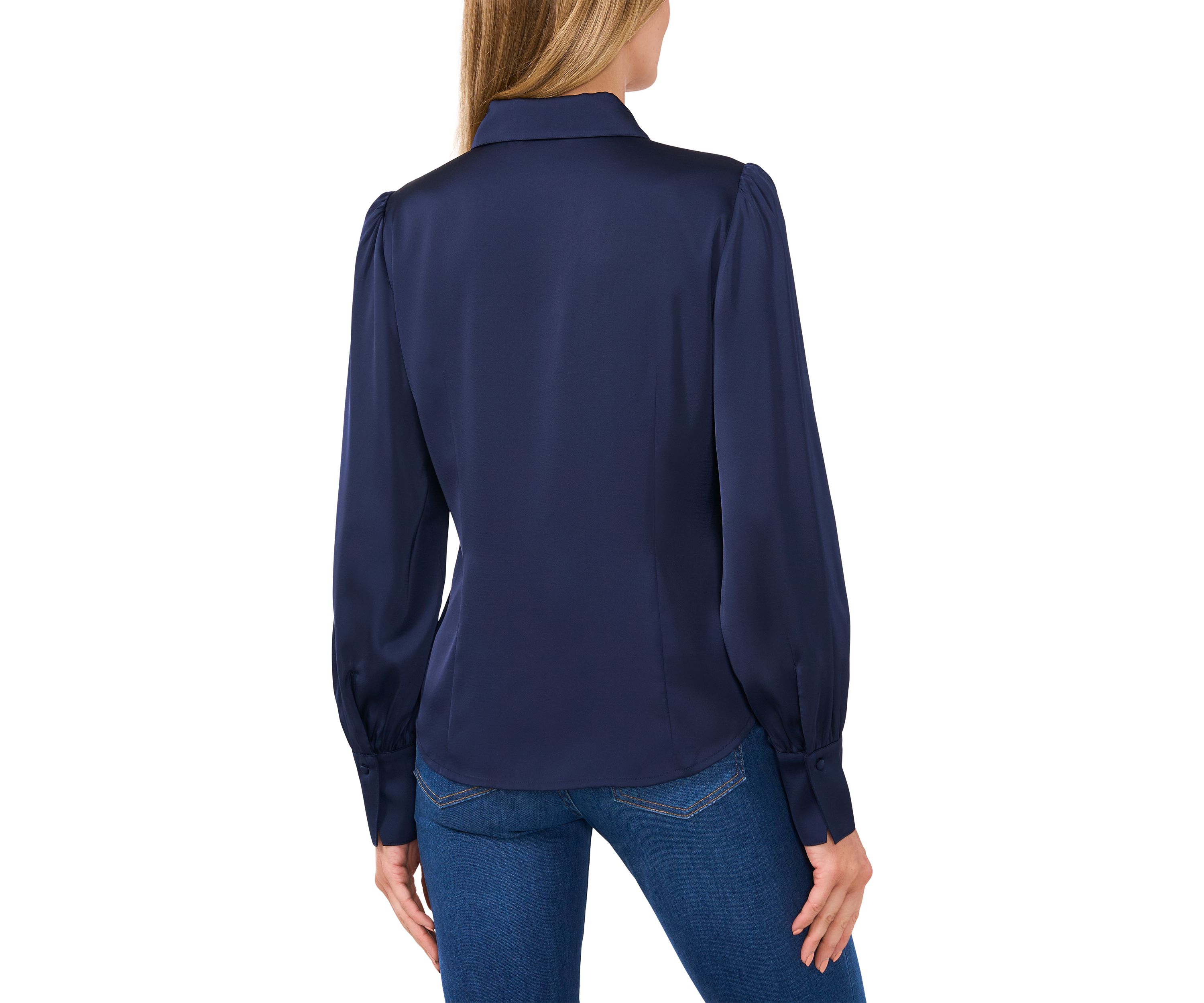 Womens Long Sleeve Bling Button Blouse 