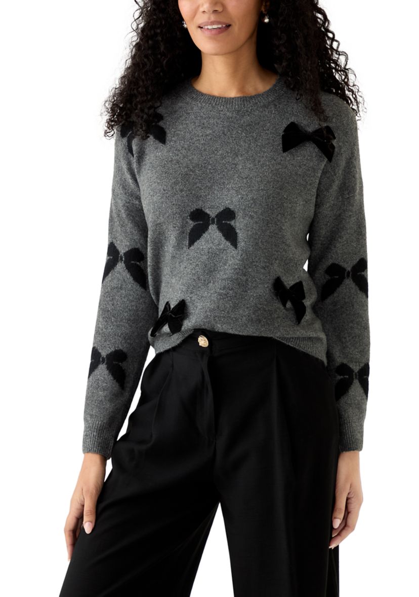 Womens Bow Appliqué Sweater