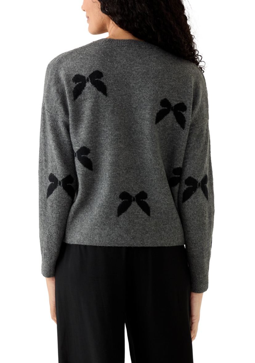 Womens Bow Appliqué Sweater