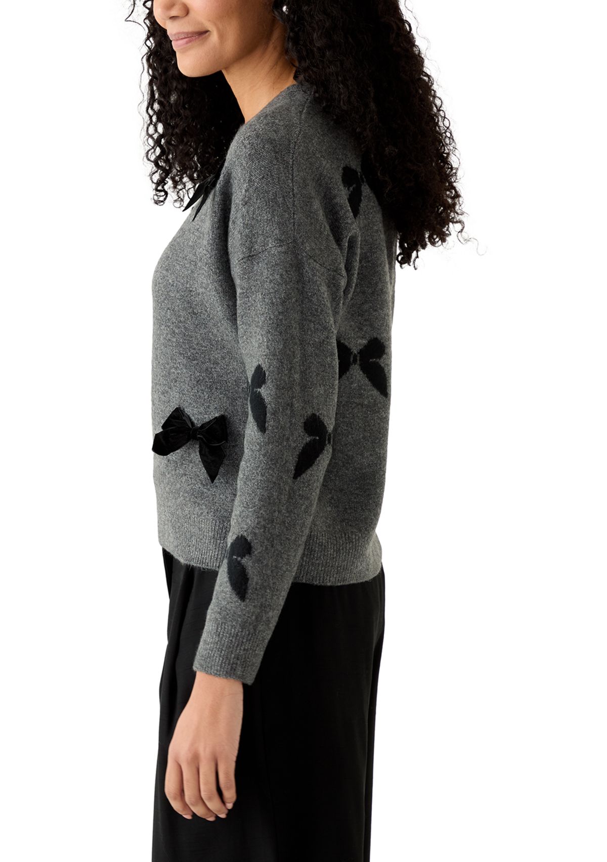 Womens Bow Appliqué Sweater