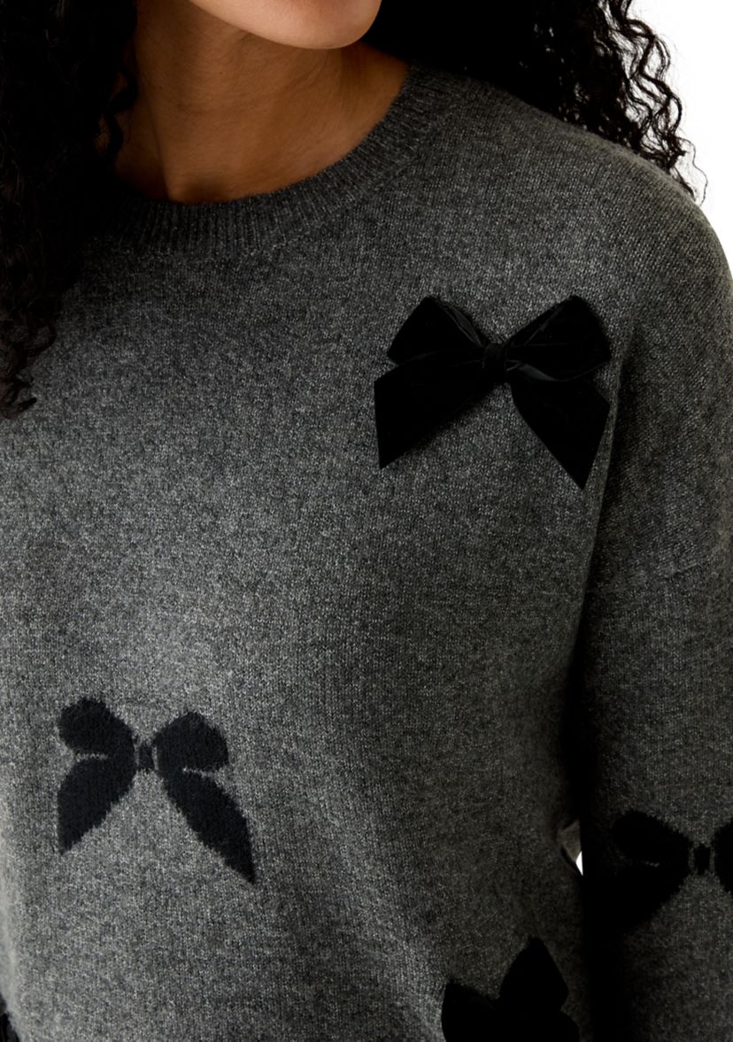 Womens Bow Appliqué Sweater