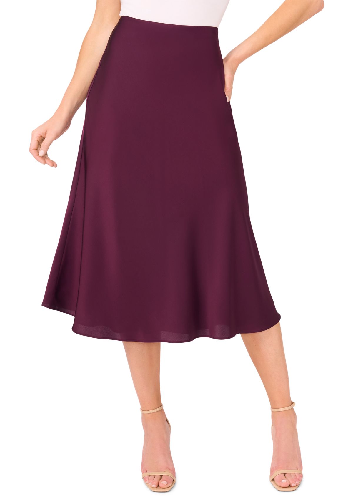 Womens A-Line Satin Skirt 