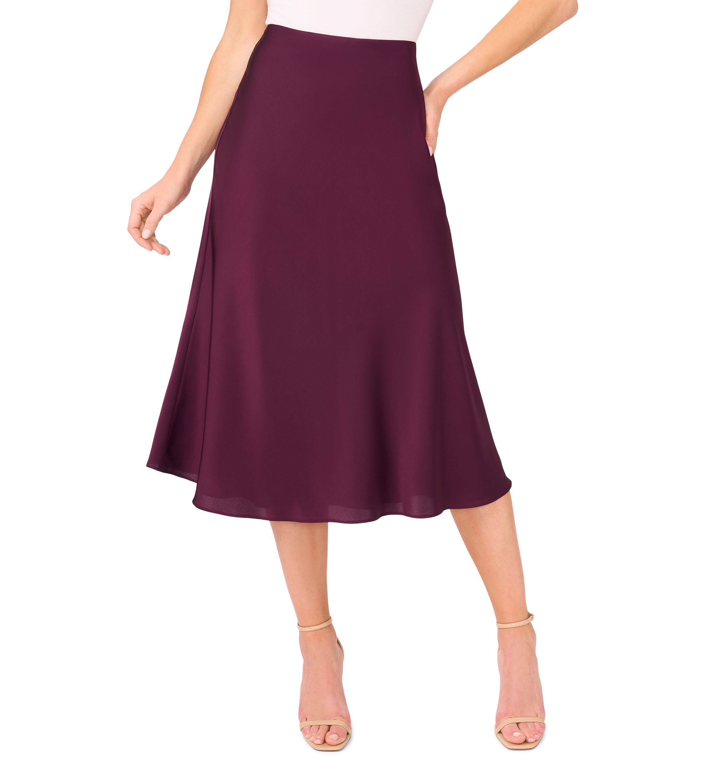 Womens A-Line Satin Skirt 