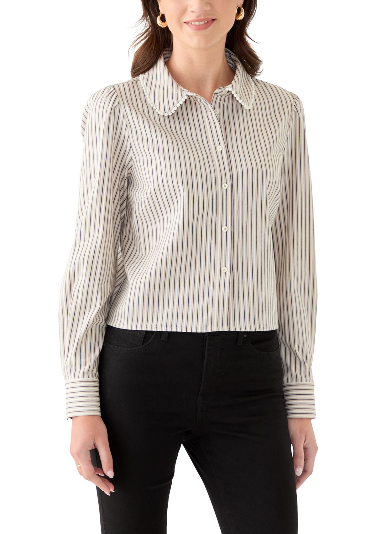 Womens Striped Button Down Shirt