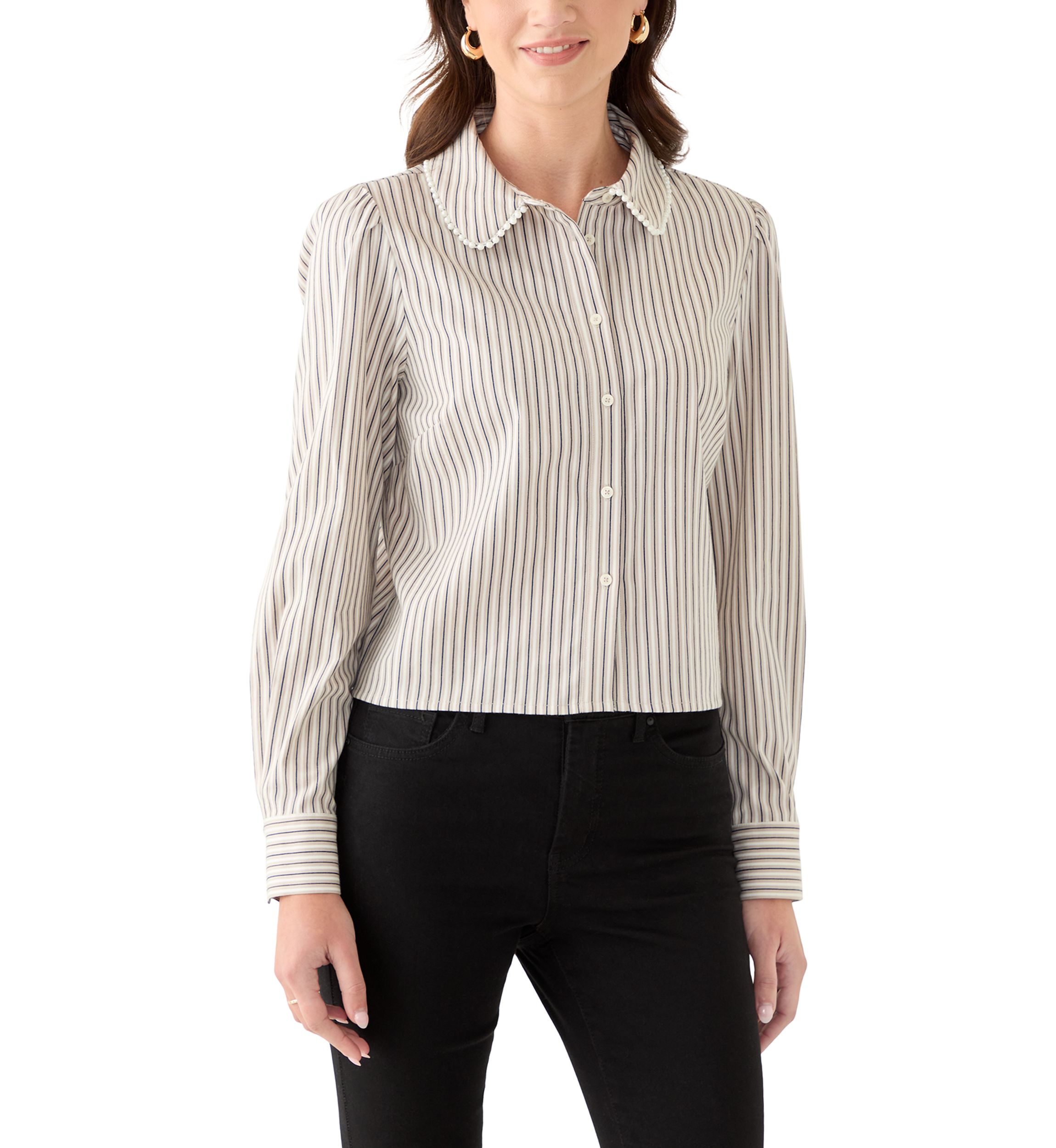Womens Striped Button Down Shirt