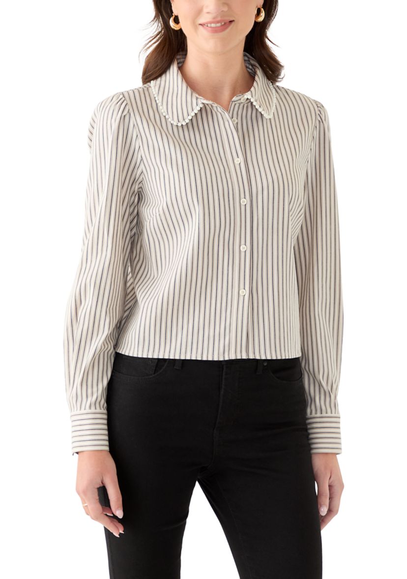 Womens Striped Button Down Shirt