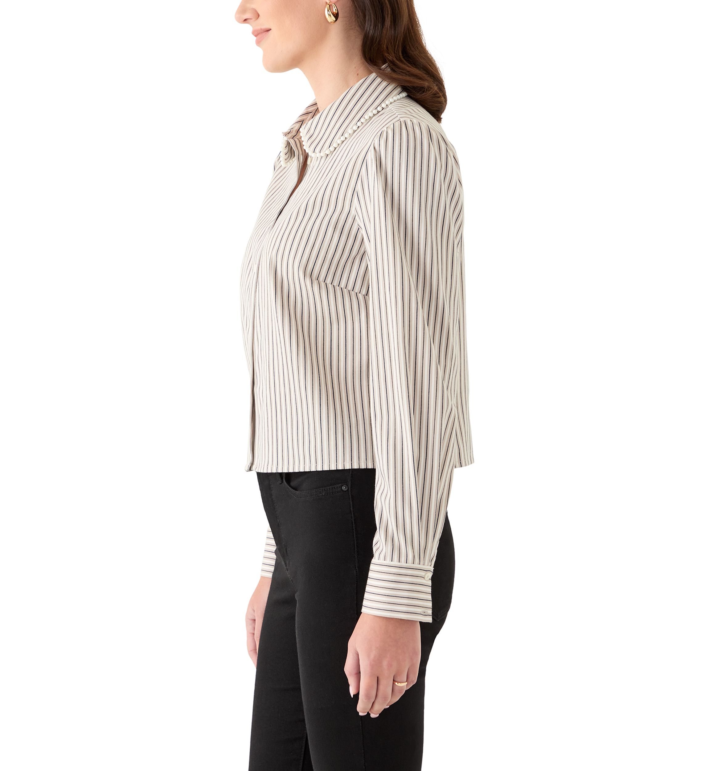 Womens Striped Button Down Shirt