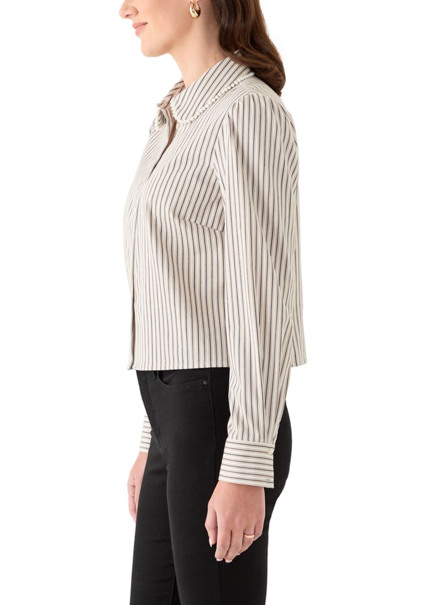 Womens Striped Button Down Shirt