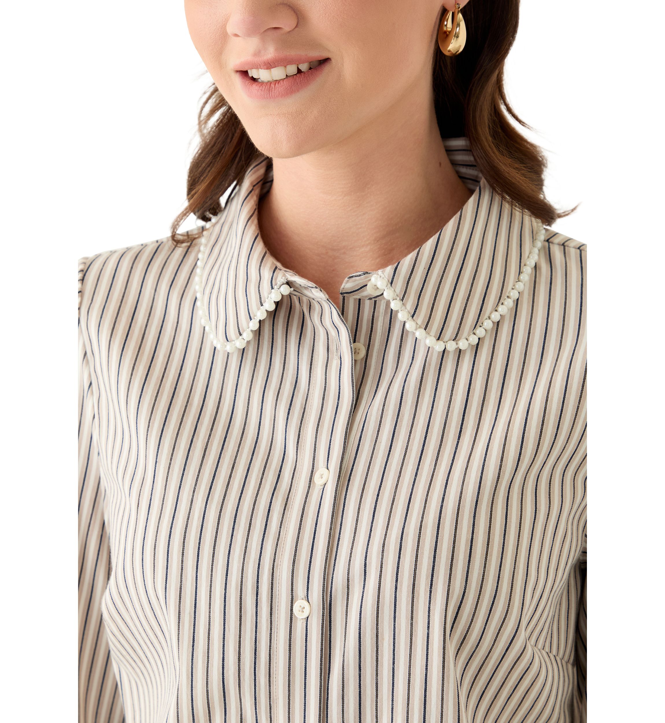 Womens Striped Button Down Shirt