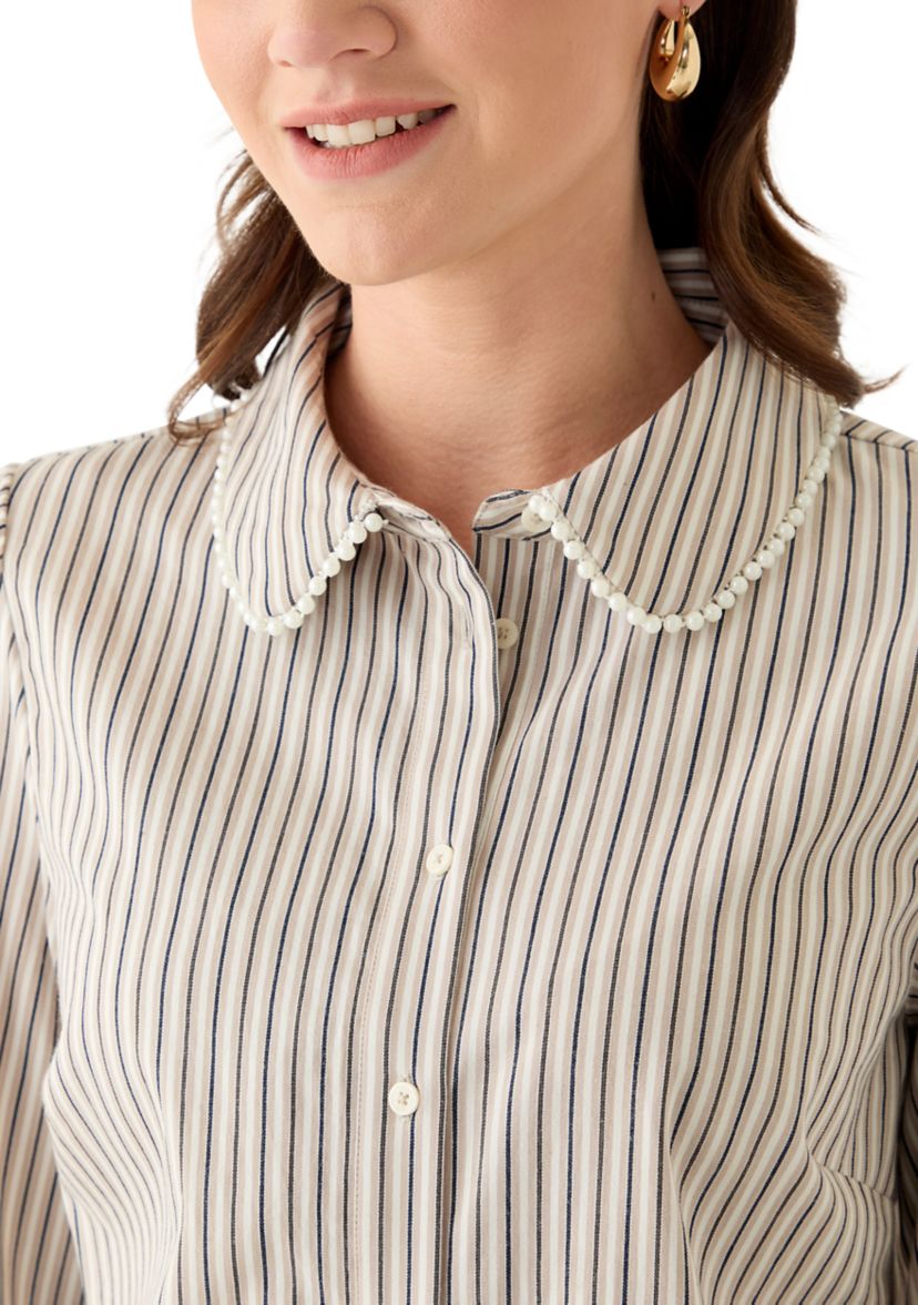 Womens Striped Button Down Shirt