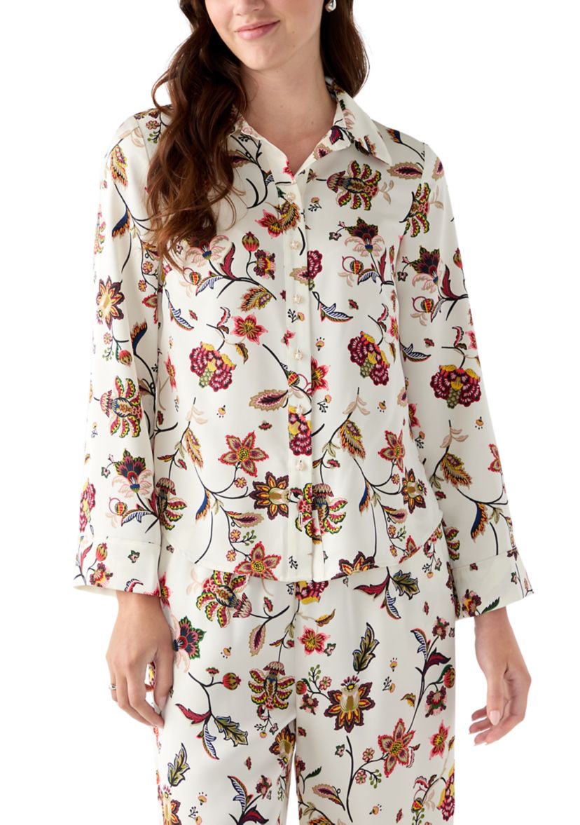 Womens Long Sleeve Floral Print Top