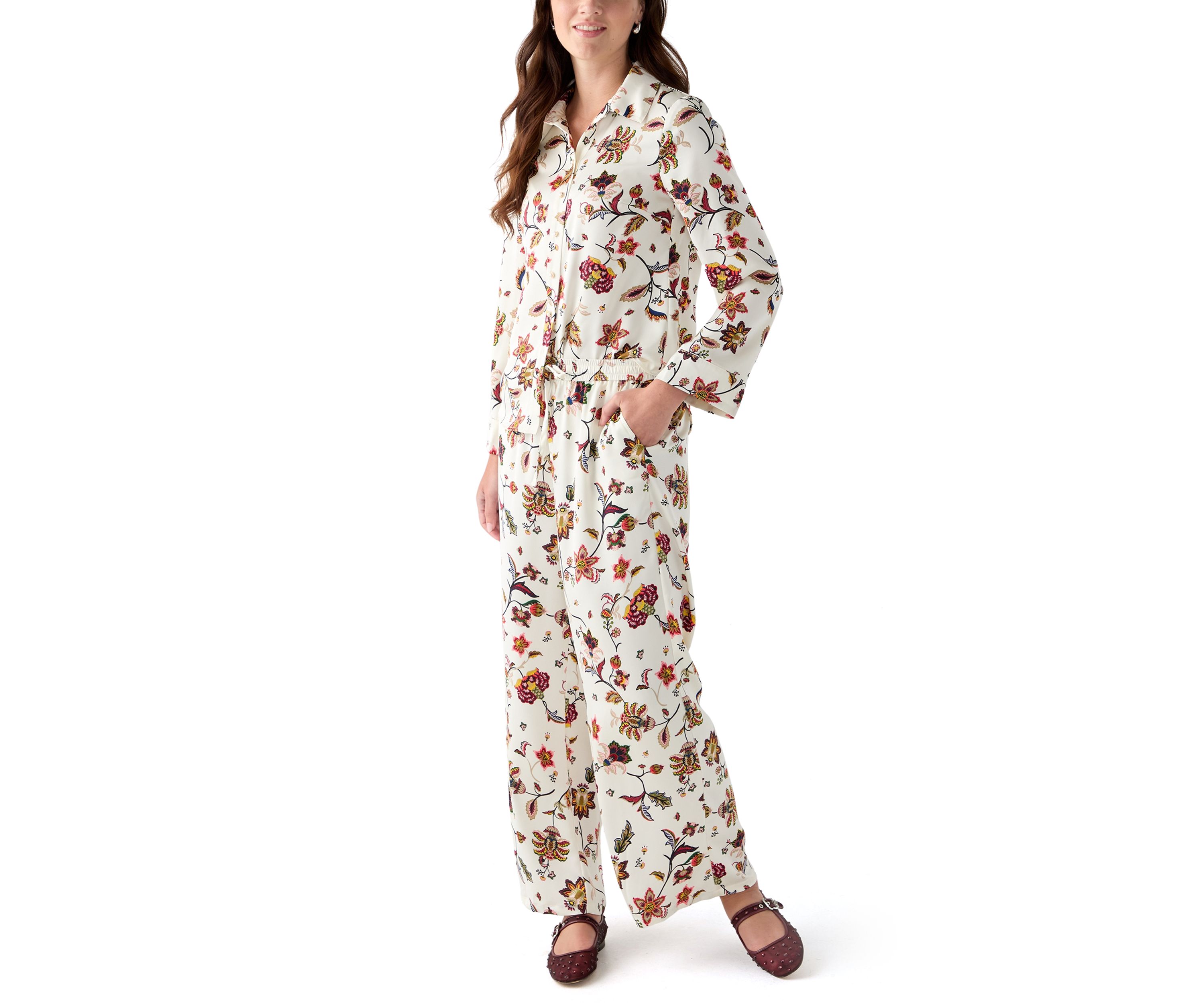 Womens Long Sleeve Floral Print Top
