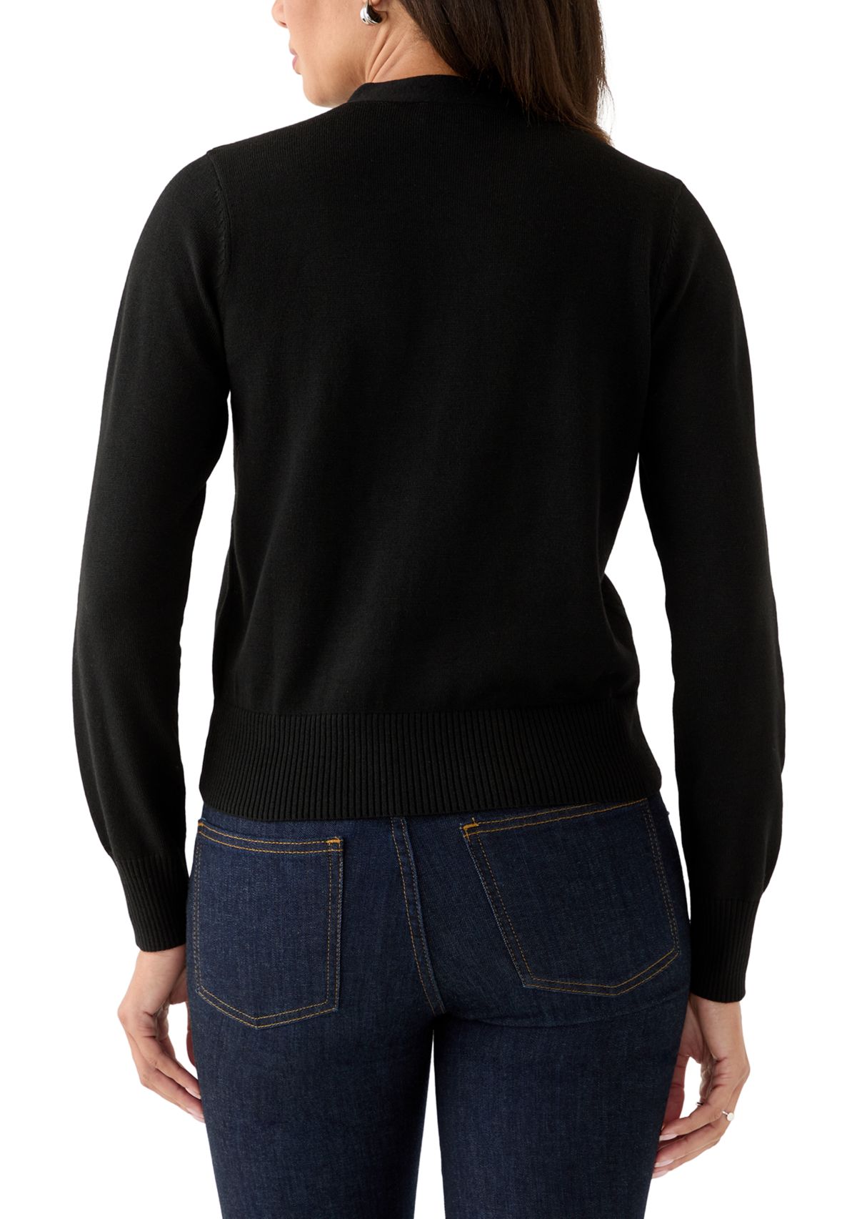 Womens Tie Neck Cardigan Sweater