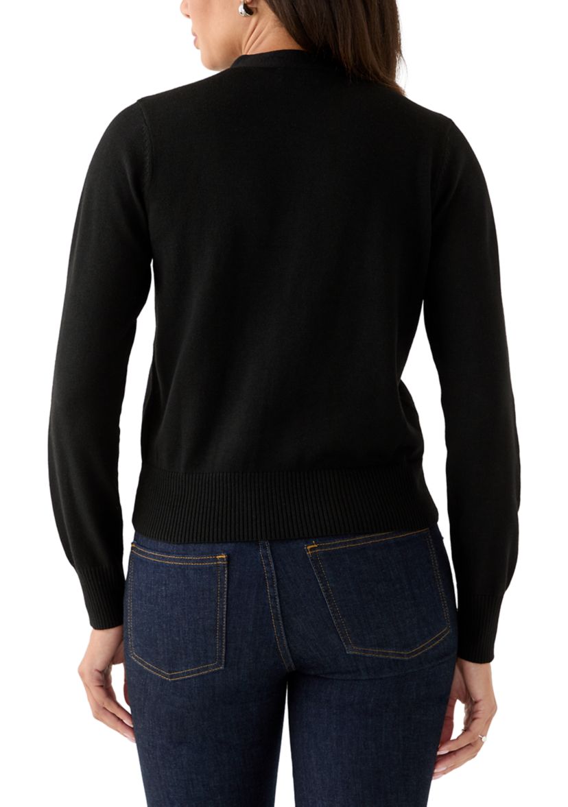 Womens Tie Neck Cardigan Sweater