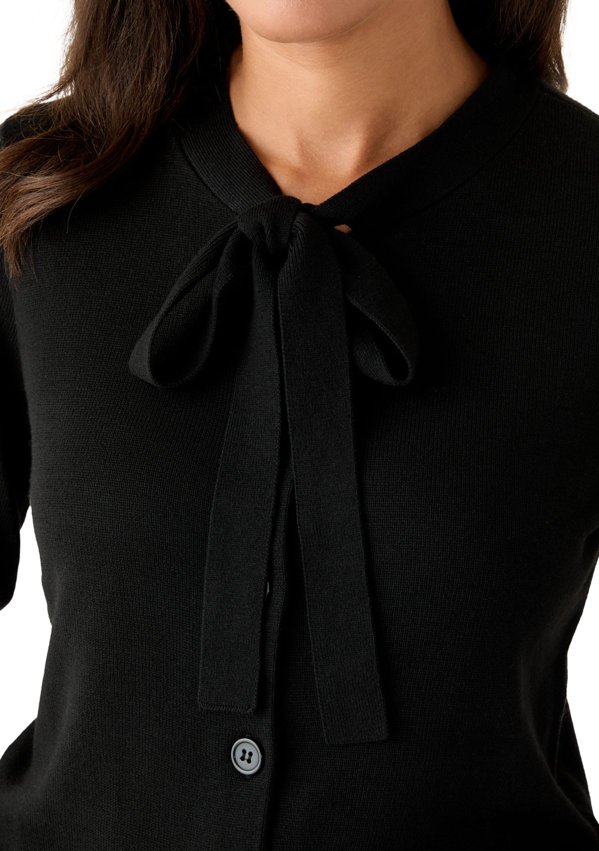 Womens Tie Neck Cardigan Sweater