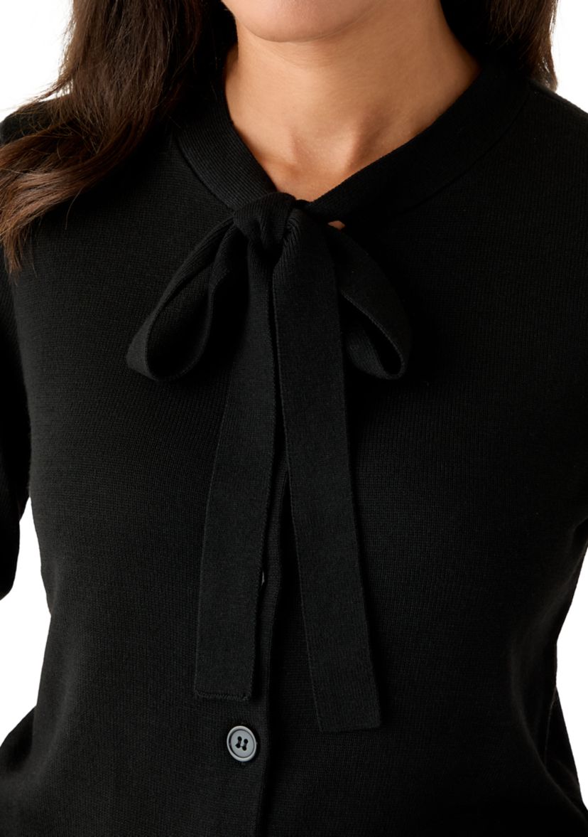 Womens Tie Neck Cardigan Sweater