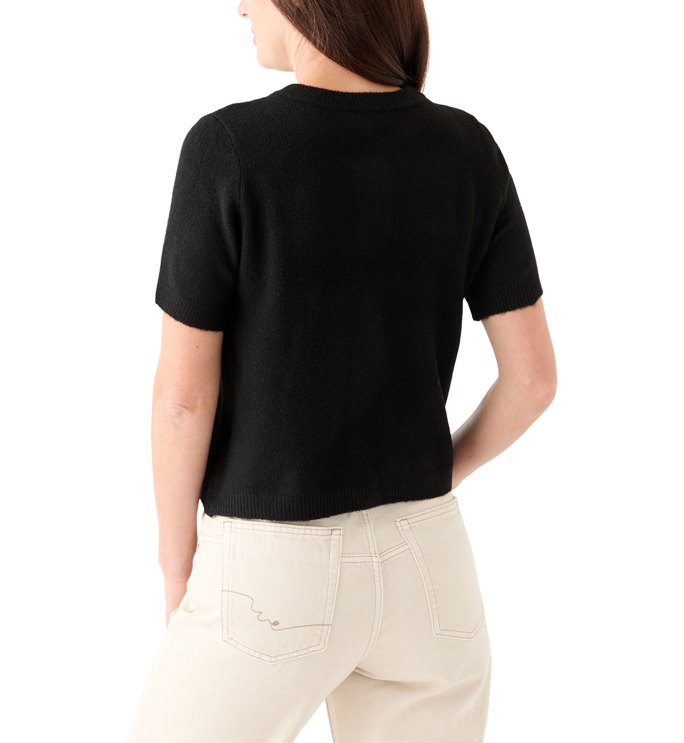 Womens Short Sleeve Bling Bow Button Cardigan 