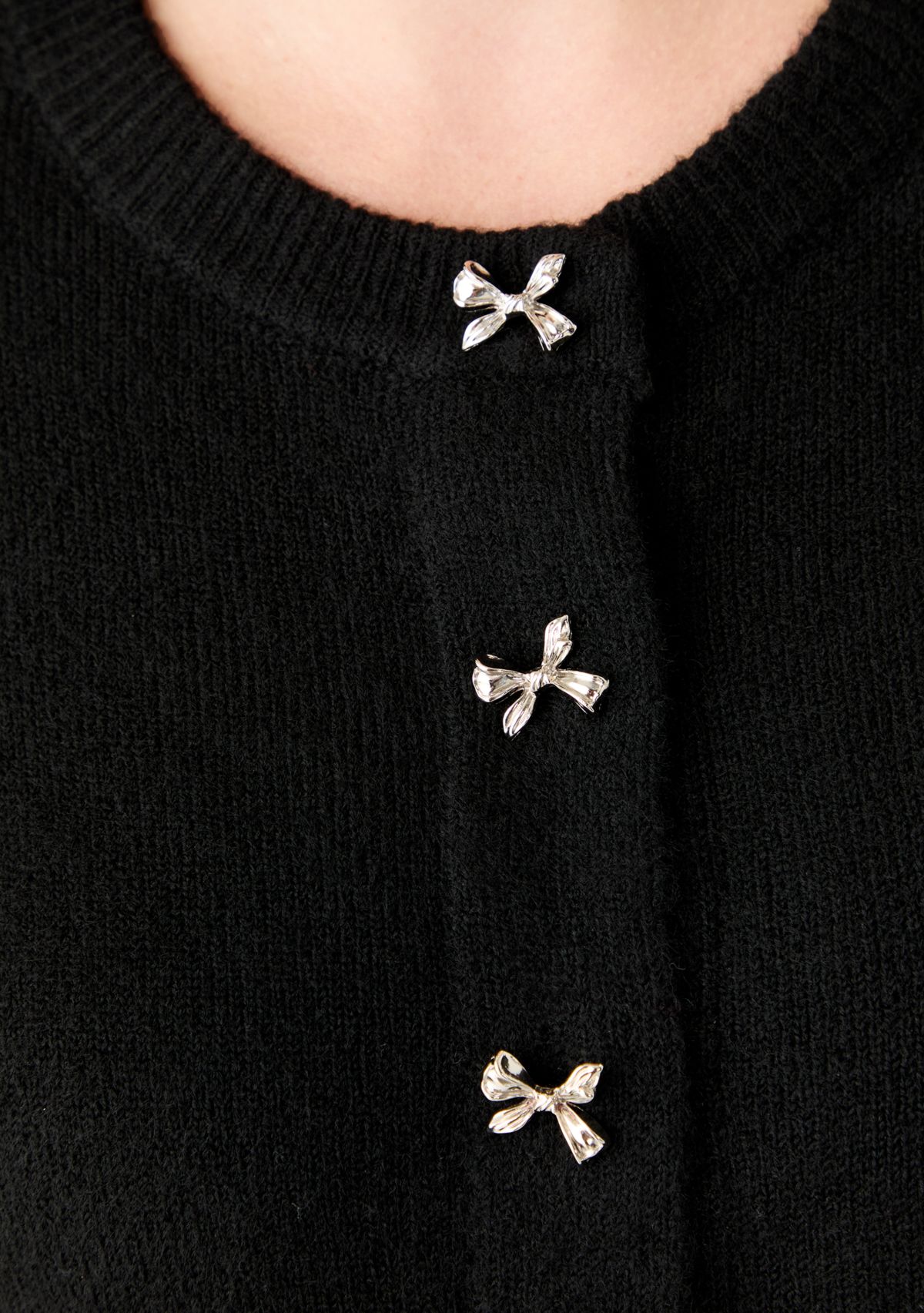 Womens Short Sleeve Bling Bow Button Cardigan 