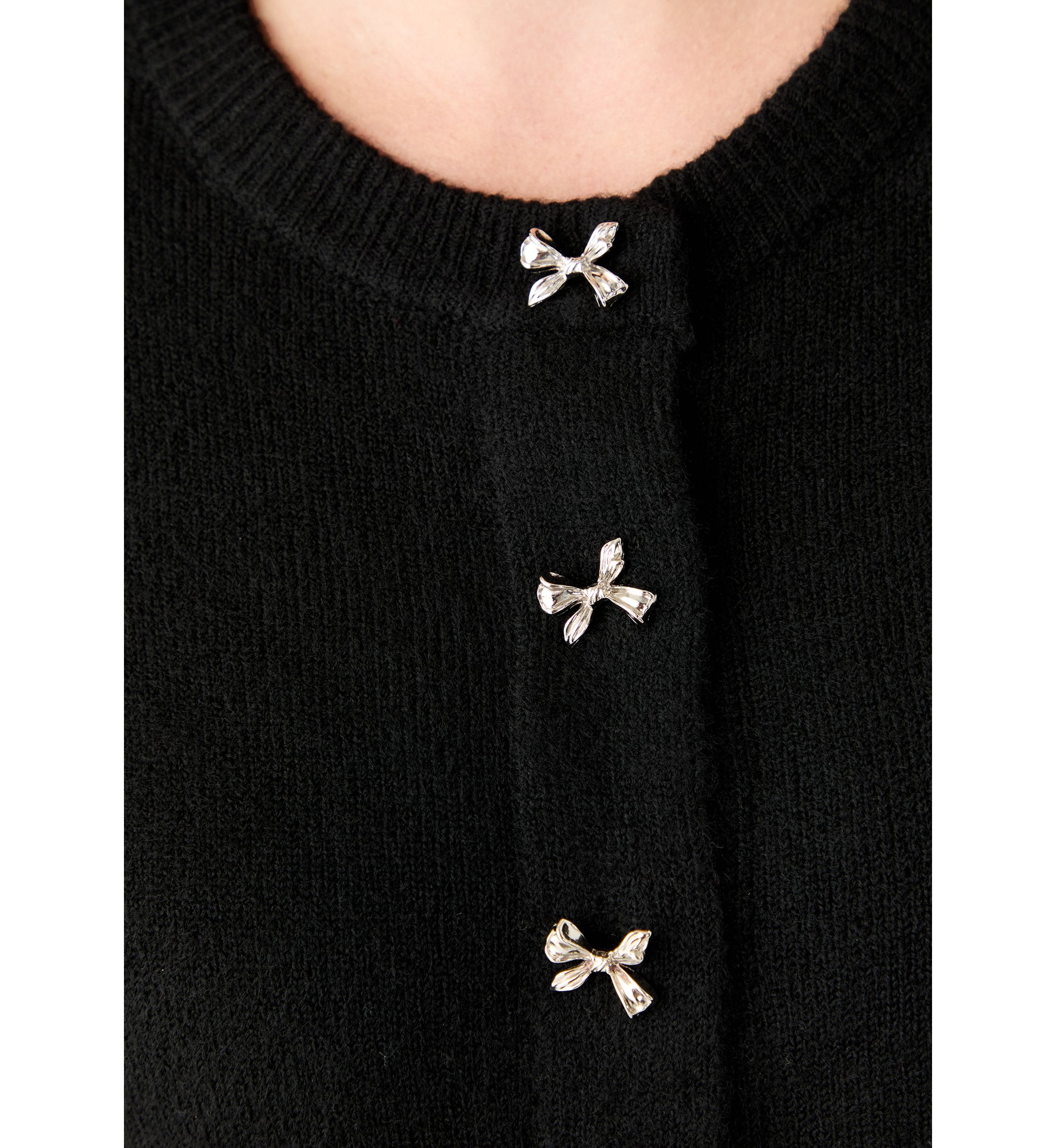 Womens Short Sleeve Bling Bow Button Cardigan 