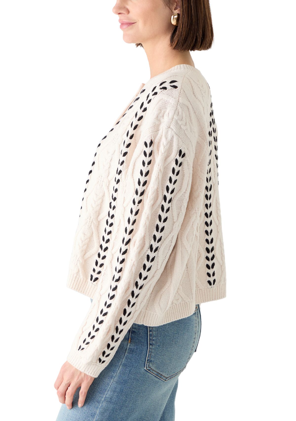 Womens Ribbon Button Front Cardigan 