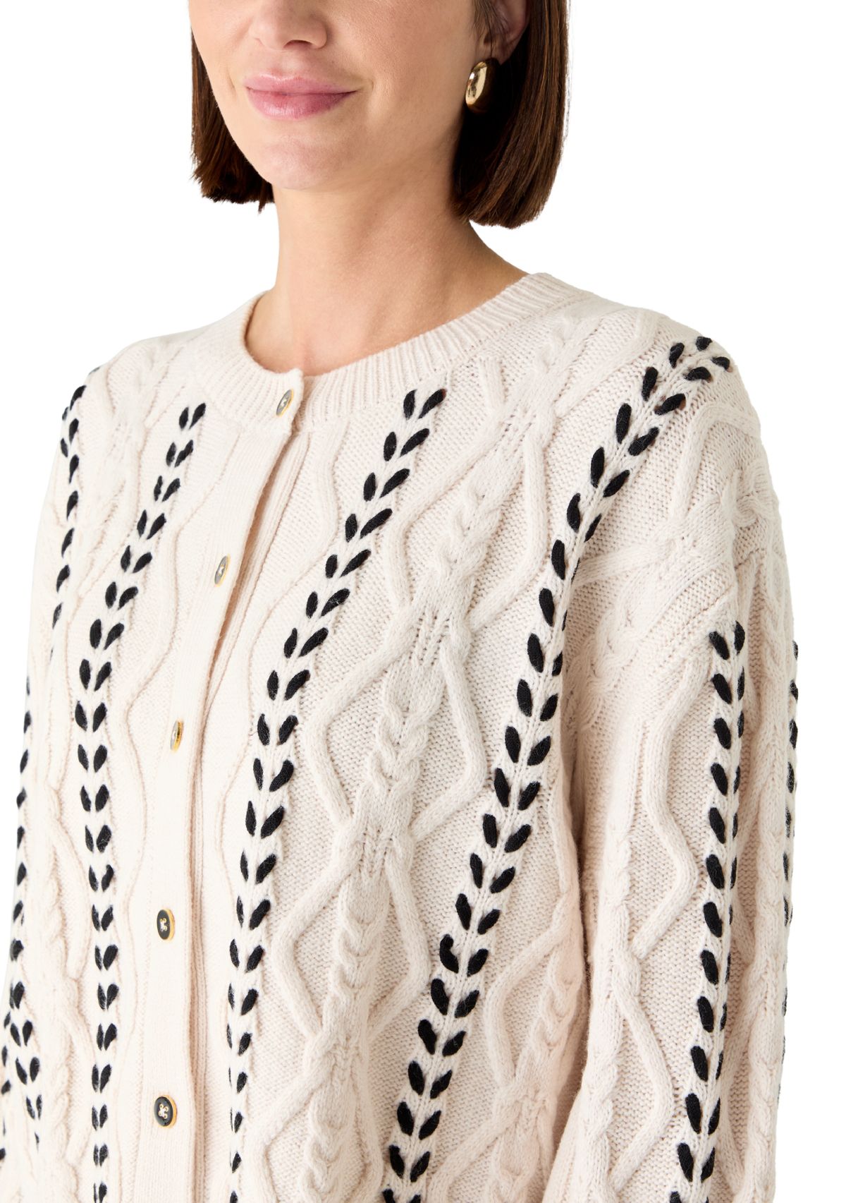 Womens Ribbon Button Front Cardigan 