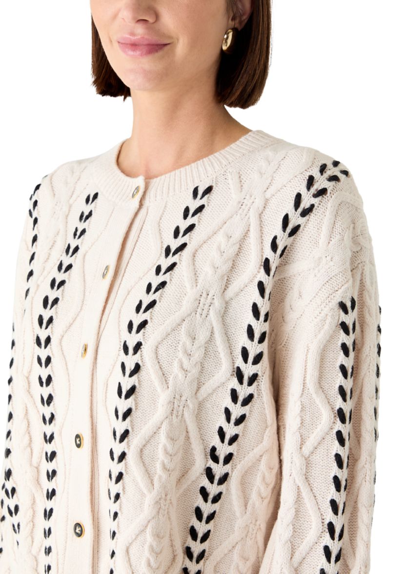 Womens Ribbon Button Front Cardigan 