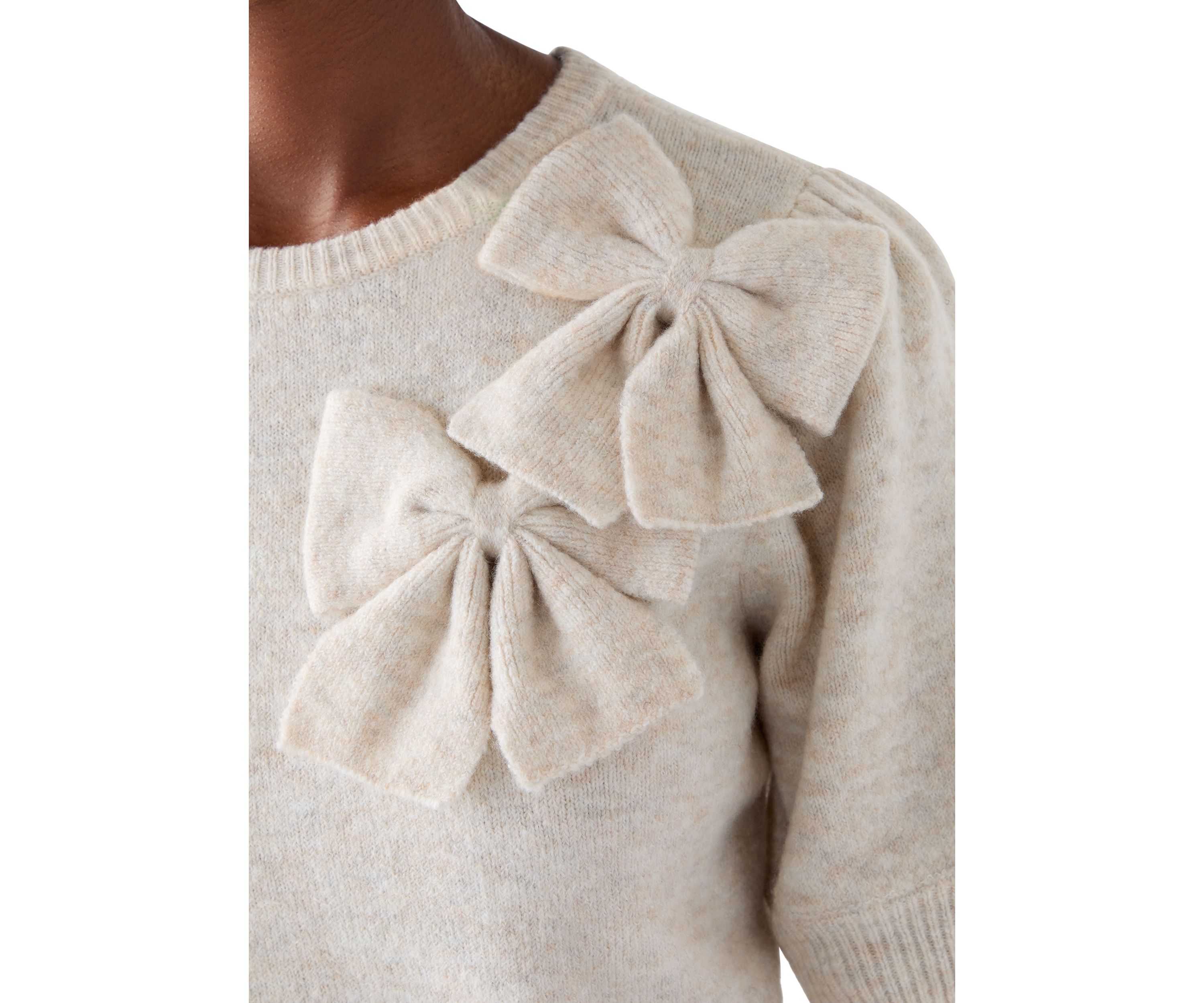 Womens Puff Short Sleeve Floral Sweater 