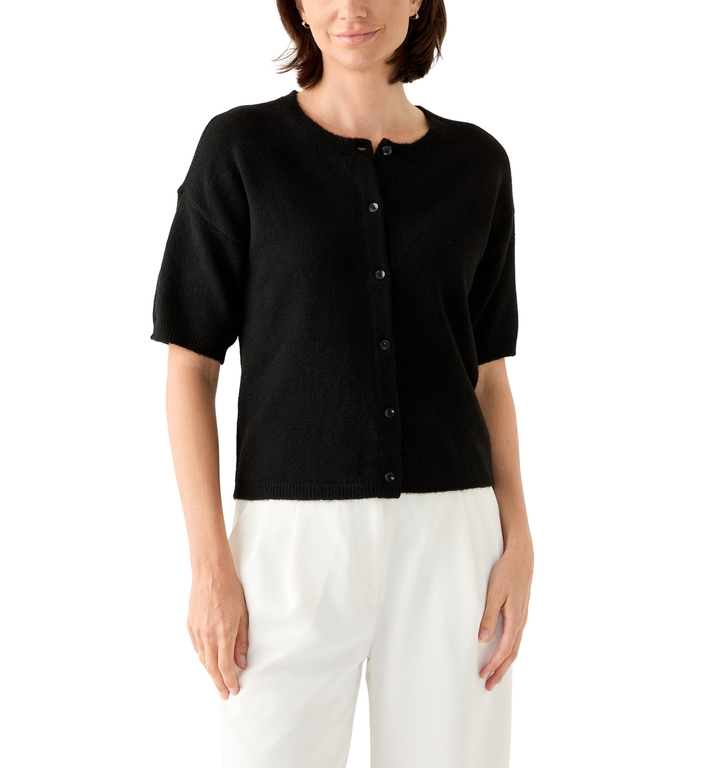 Womens Short Sleeve Front Button Cardigan