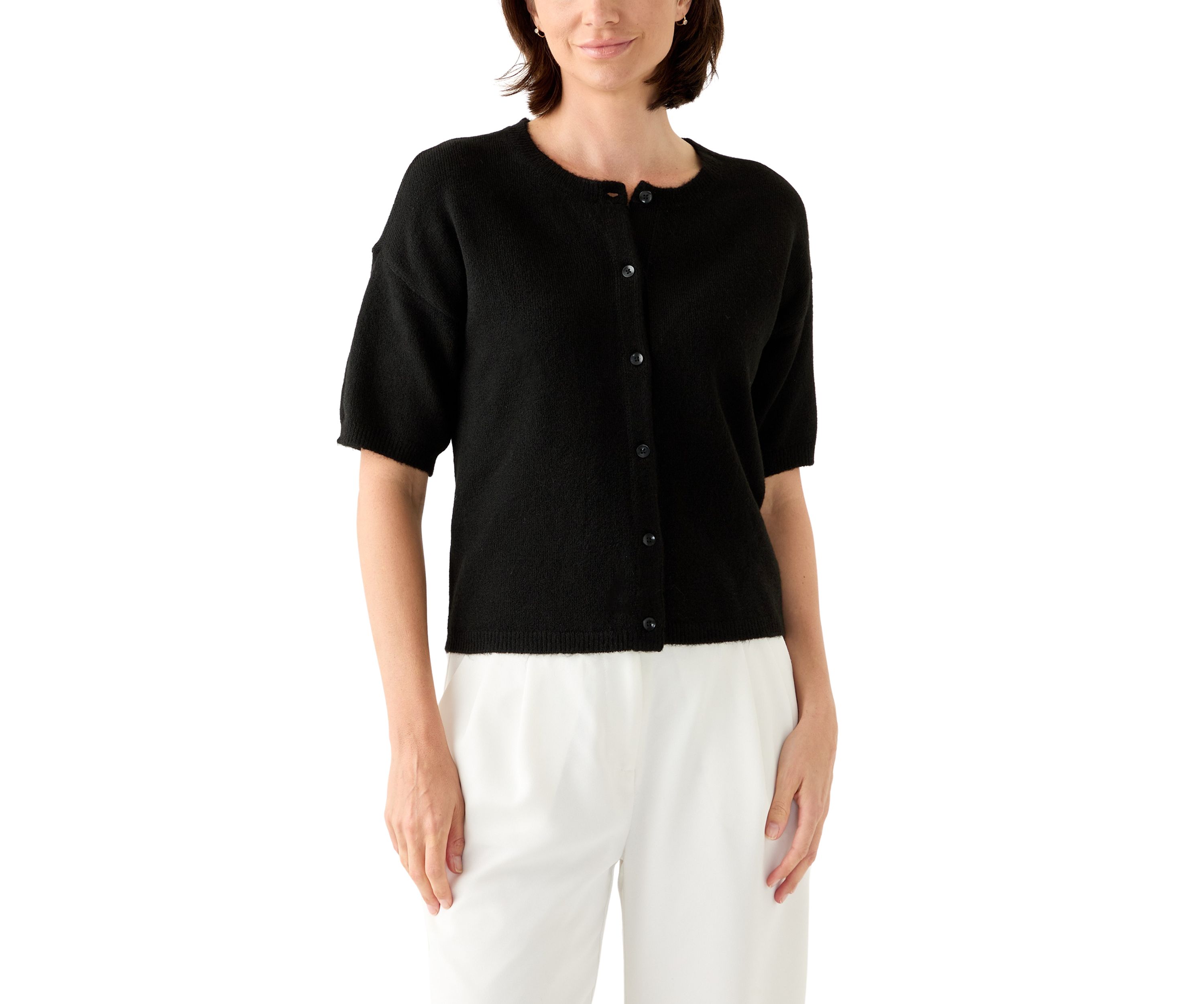 Womens Short Sleeve Front Button Cardigan