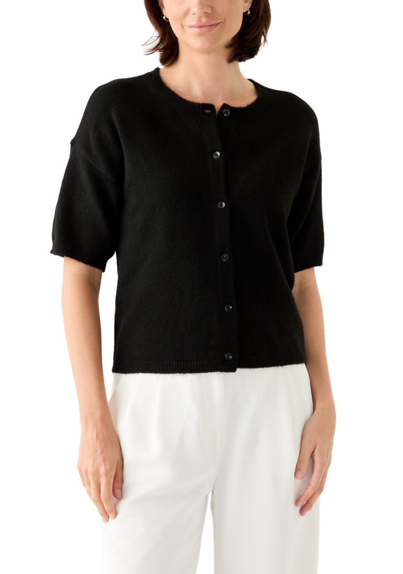 Womens Short Sleeve Front Button Cardigan