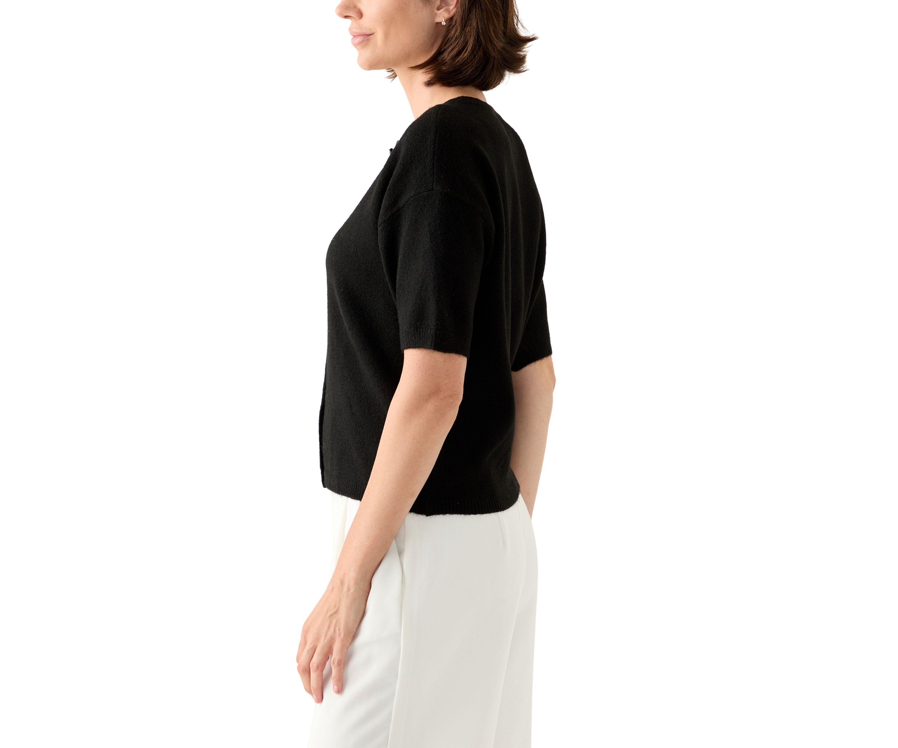 Womens Short Sleeve Front Button Cardigan