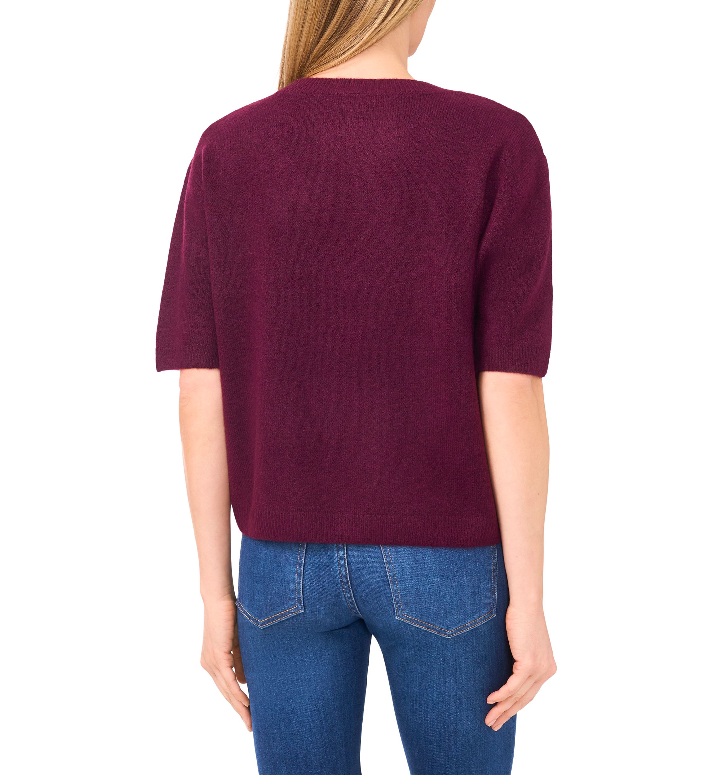 Womens Elbow Sleeve Rhinestone Pin Sweater 