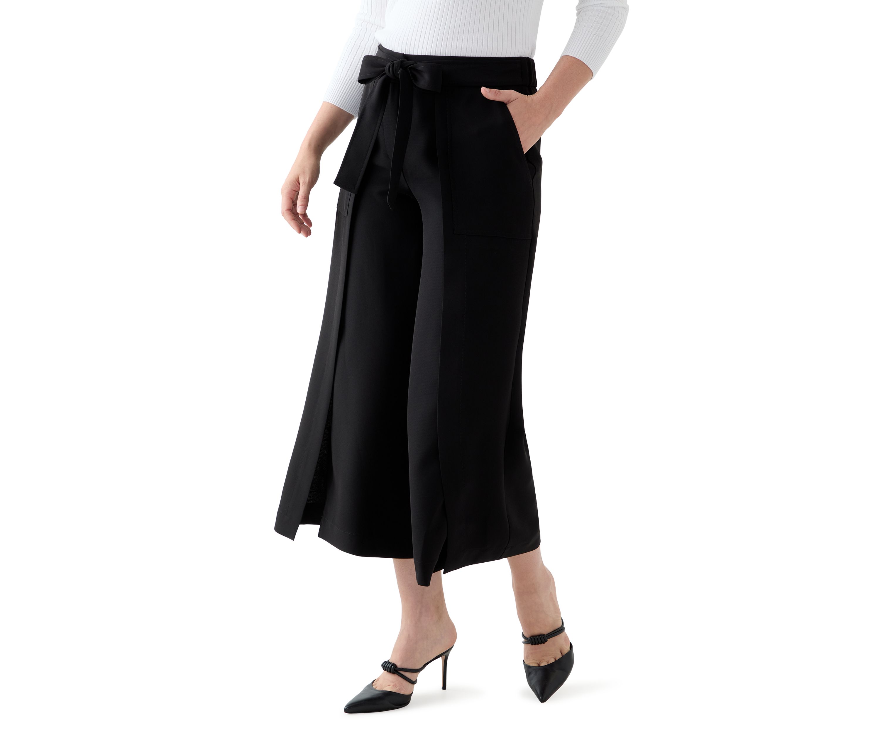Womens Woven Linen Tie Waist Pants