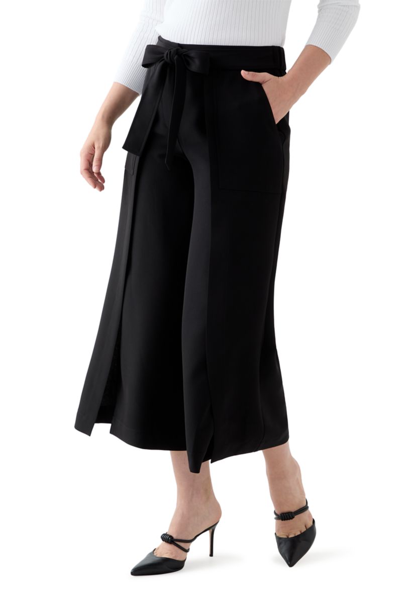 Womens Woven Linen Tie Waist Pants