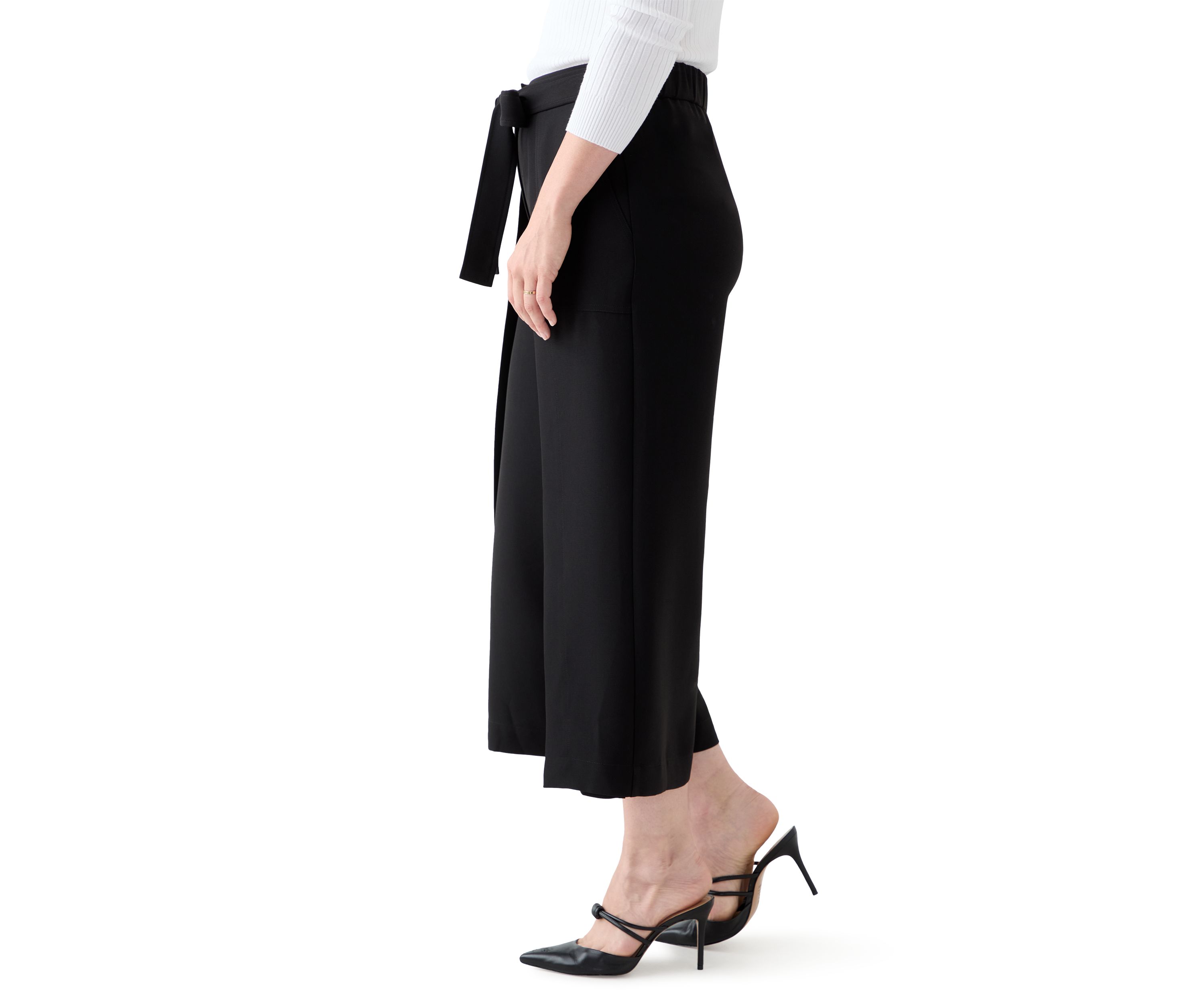 Womens Woven Linen Tie Waist Pants
